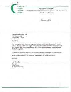 Toronto District School Board - Letter